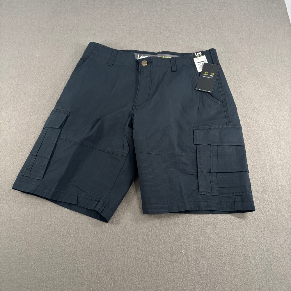 Lee Extreme Motion Cargo Shorts Mens Size 34 Black Ripstop 112361927